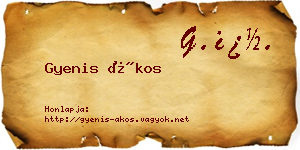 Gyenis Ákos névjegykártya